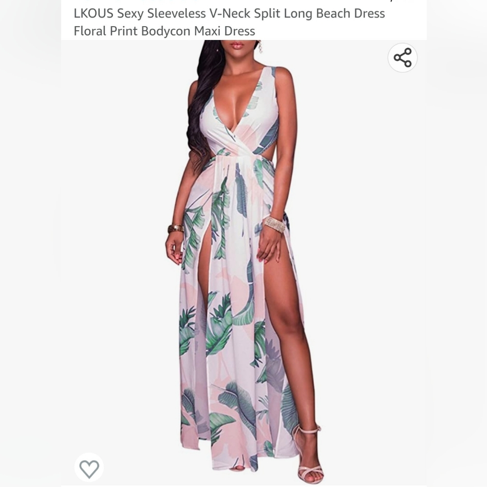 Lkous Sexy sleevless double slit tie back dress.